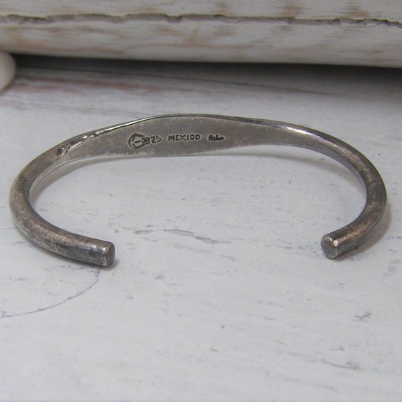 Vintage Sterling Silver ID Style Sleek Stacking Cuff Bracelet Mexico Engraveable - Picture 2 of 6